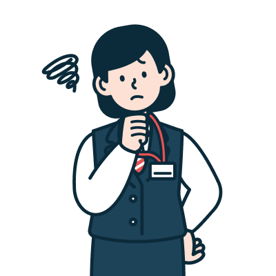 考えている窓口・渉外営業社員（女性）のイラスト
