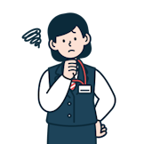 考えている窓口・渉外営業社員（女性）のイラスト