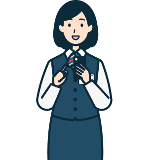 スマホを持った窓口社員（女性）