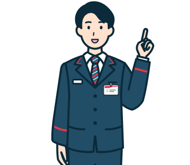 指差しする窓口社員（男性）2