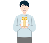 プレゼントを持ったお客さま（男性）