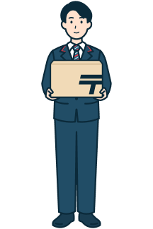 ゆうパックを持った窓口社員（男性）の全身