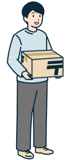 ゆうパックを持ったお客さま（男性）の全身斜め
