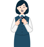 スマホを持った窓口社員（女性）