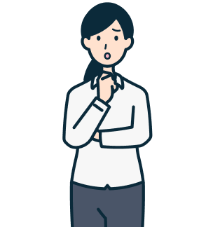 顎に手を当てた困り顔のお客さま（女性）