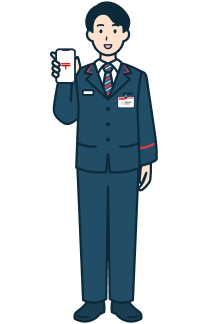 スマホを持った窓口社員（男性）の全身2