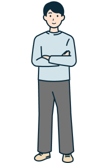 腕を組んだお客さま（男性）の全身