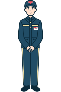 手を組んだ集配社員（男性）の全身