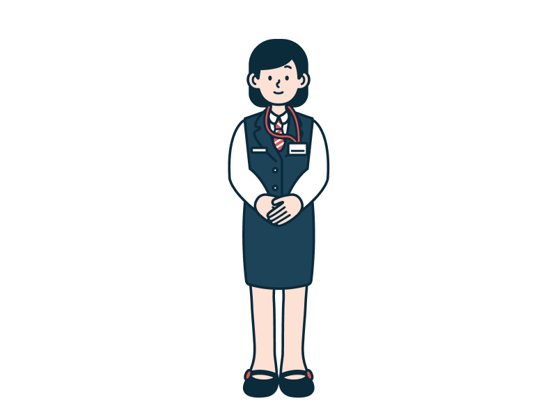 窓口・渉外営業社員（女性）の全身イラスト