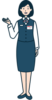 案内する窓口社員（女性）の全身