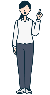 指差しするお客さま（女性）の全身2