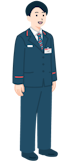 窓口社員（男性）の全身斜め