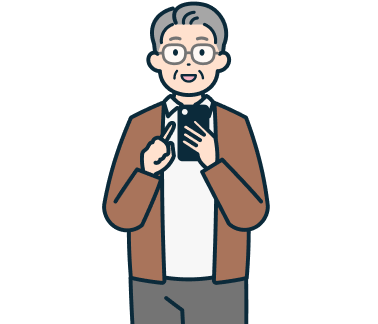 スマホを持った高齢のお客さま（男性）