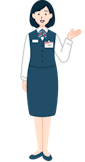 案内する窓口社員（女性）の全身2