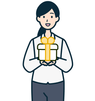 プレゼントを持ったお客さま（女性）