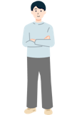 腕を組んだお客さま（男性）の全身