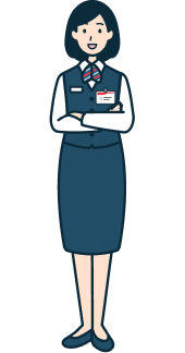 腕を組んだ窓口社員（女性）の全身