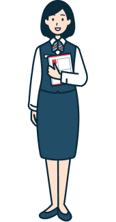 レターパックプラスを持った窓口社員（女性）の全身