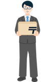 ゆうパックを持ったその他社員（男性）の全身