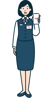 スマホを持った窓口社員（女性）の全身3