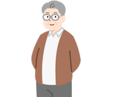 高齢のお客さま（男性）の斜め