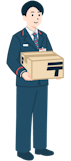 ゆうパックを持った窓口社員（男性）の全身斜め