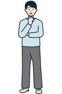 顎に手を当てたお客さま（男性）の全身