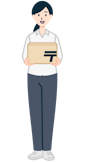 ゆうパックを持ったお客さま（女性）の全身
