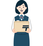 ゆうパックを持った窓口社員（女性）
