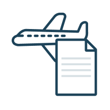 飛行機と書類（税関・輸出統計品目表）