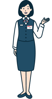 案内する窓口社員（女性）の全身2