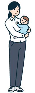 赤ん坊を抱っこしたお客さま（女性）の全身