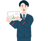 説明する窓口社員（男性）