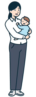 赤ん坊を抱っこしたお客さま（女性）の全身2