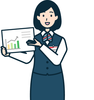 説明する窓口社員（女性）