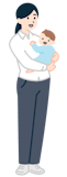 赤ん坊を抱っこしたお客さま（女性）の全身2