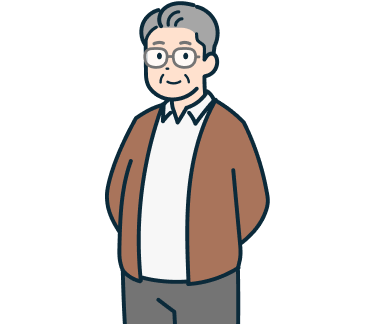 高齢のお客さま（男性）の斜め