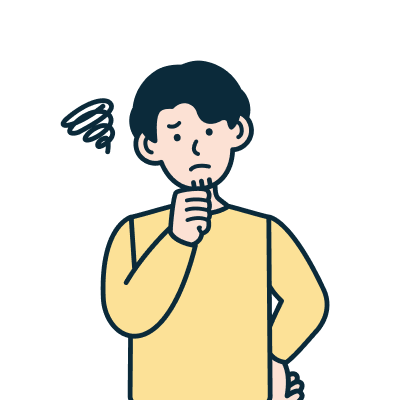 考えているお客さま（男性）のイラスト