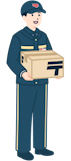 ゆうパックを持った集配社員（男性）の全身斜め