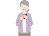 スマホを持った高齢のお客さま（女性）