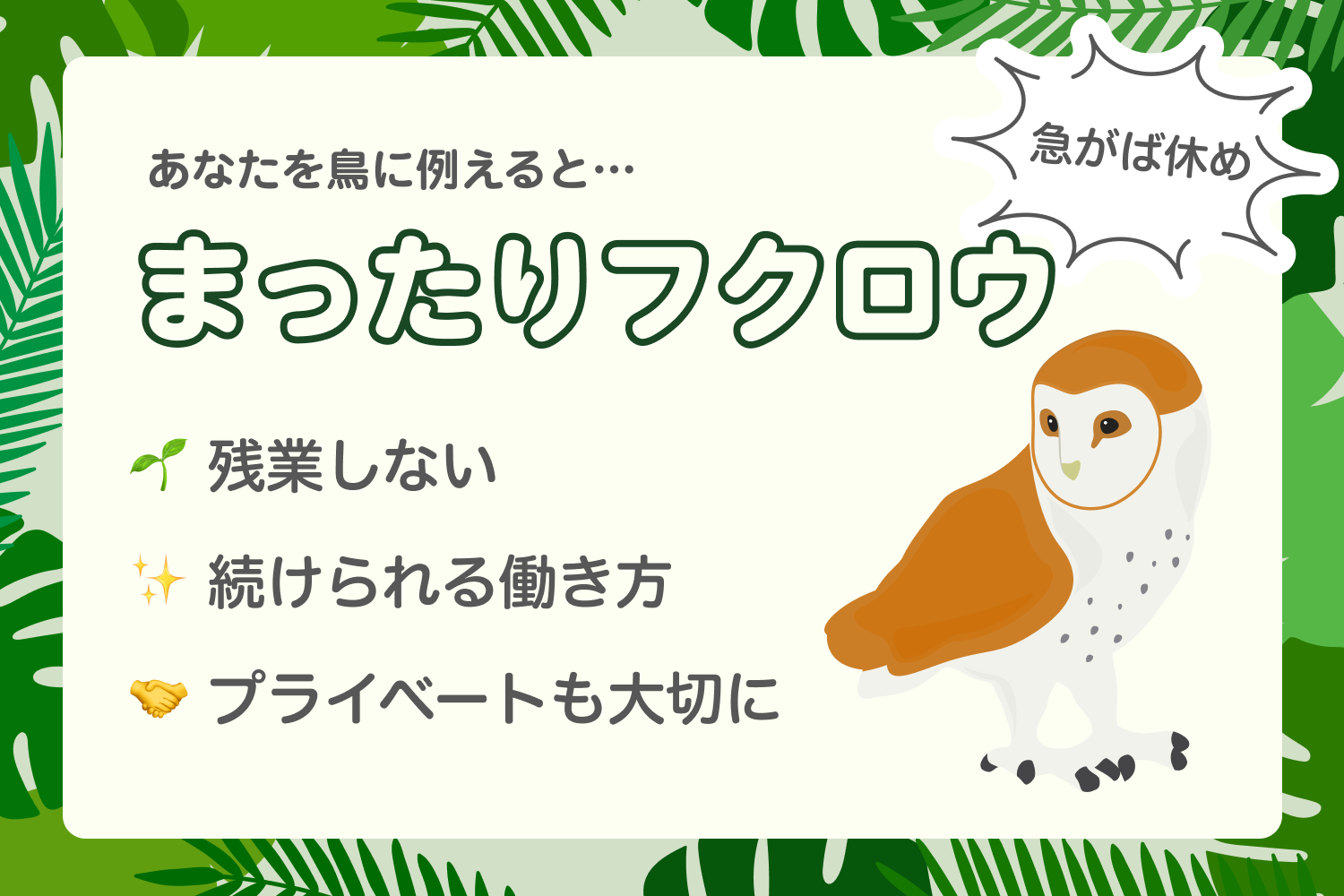 まったりフクロウタイプの薬剤師へ｜無理なく長く働ける転職戦略