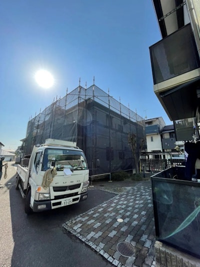 山科区　ハイツ　仮設足場工事