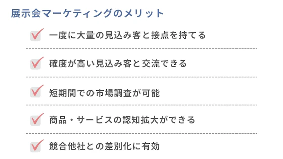 展示会マーケティングのメリット一覧