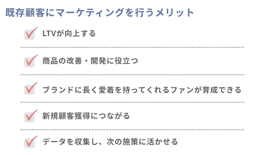 既存顧客へのマーケティングのメリットリスト