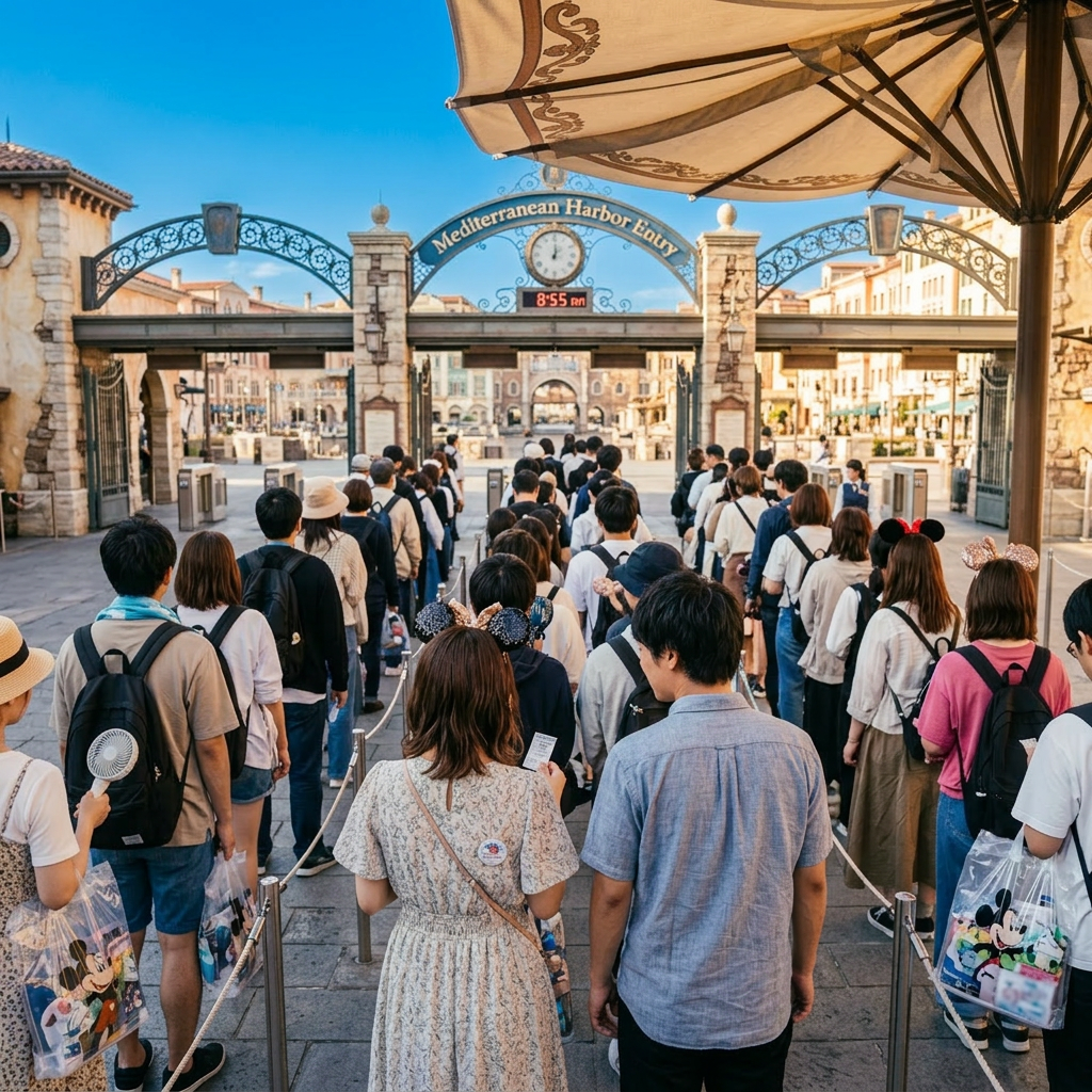 夏の朝のディズニーランド