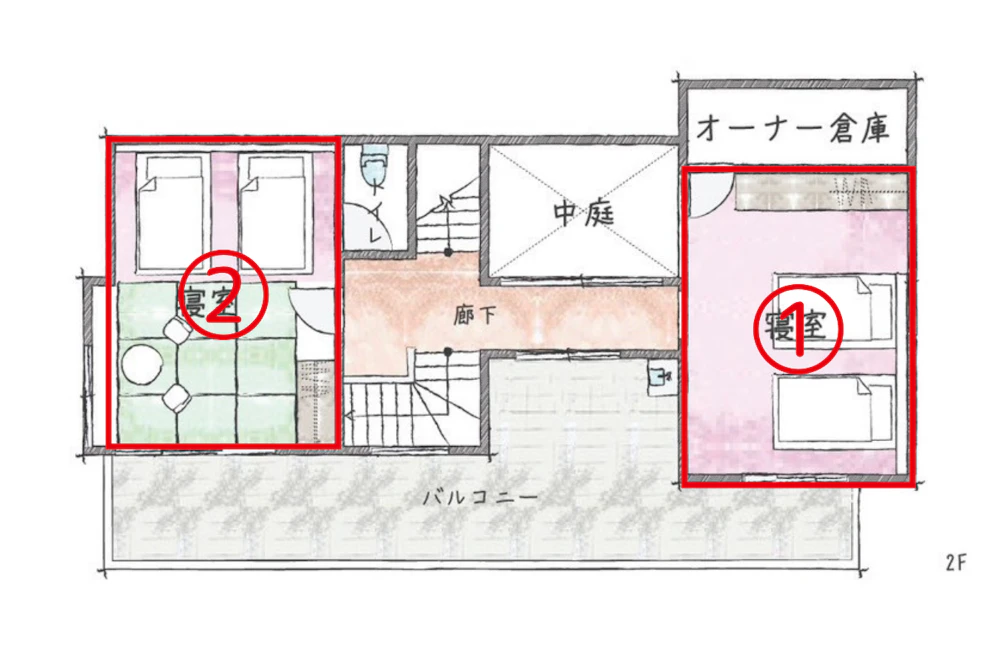 月と太陽 EN ATAMIの２階間取り