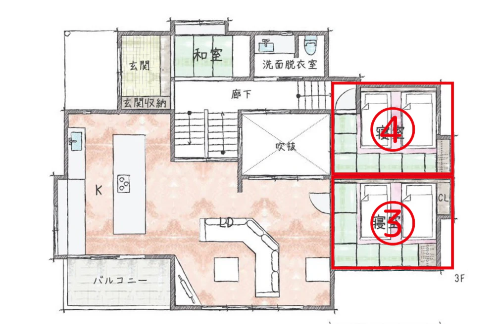 月と太陽 EN ATAMIの３階間取り