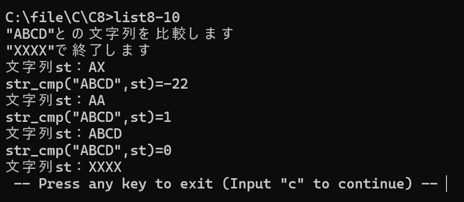 list8-10 の実行結果。