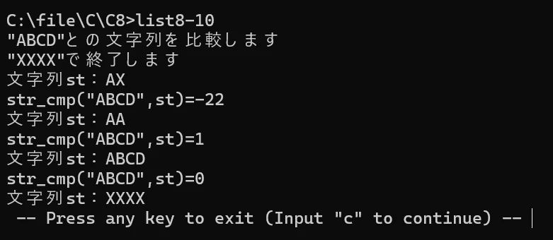 list8-10 の実行結果。