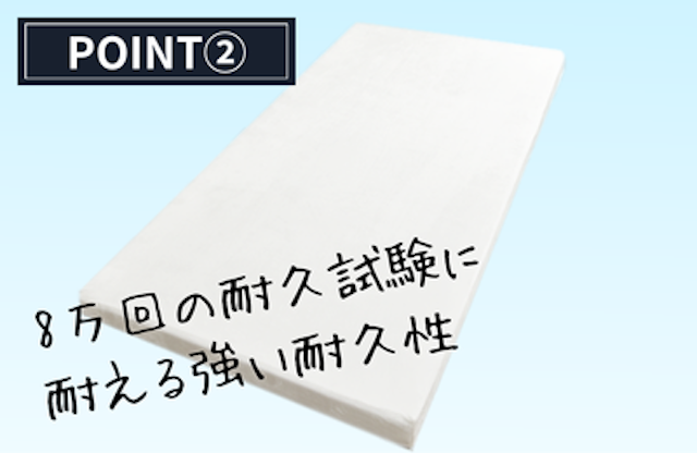 8万回の耐久試験にクリアする強い耐久性
